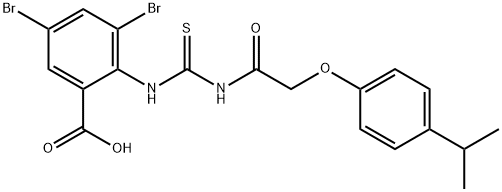 3,5-DIBROMO-2-[[[[[4-(1-METHYLETHYL)PHENOXY]ACETYL]AMINO]THIOXOMETHYL]AMINO]-BENZOIC ACID Struktur