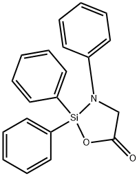 2,2,3-Triphenyl-1-oxa-3-aza-2-silacyclopentan-5-one Struktur