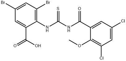 3,5-DIBROMO-2-[[[(3,5-DICHLORO-2-METHOXYBENZOYL)AMINO]THIOXOMETHYL]AMINO]-BENZOIC ACID Struktur