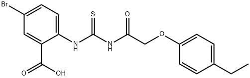 5-BROMO-2-[[[[(4-ETHYLPHENOXY)ACETYL]AMINO]THIOXOMETHYL]AMINO]-BENZOIC ACID Struktur