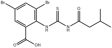 3,5-DIBROMO-2-[[[(3-METHYL-1-OXOBUTYL)AMINO]THIOXOMETHYL]AMINO]-BENZOIC ACID Struktur