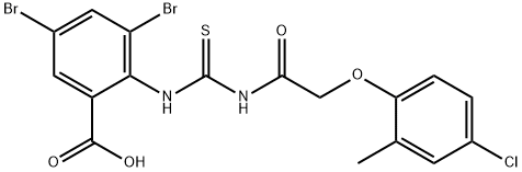 3,5-DIBROMO-2-[[[[(4-CHLORO-2-METHYLPHENOXY)ACETYL]AMINO]THIOXOMETHYL]AMINO]-BENZOIC ACID Struktur