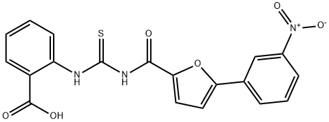 2-[[[[[5-(3-NITROPHENYL)-2-FURANYL]CARBONYL]AMINO]THIOXOMETHYL]AMINO]-BENZOIC ACID Struktur