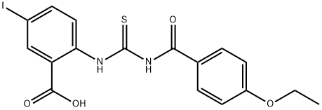 2-[[[(4-ETHOXYBENZOYL)AMINO]THIOXOMETHYL]AMINO]-5-IODO-BENZOIC ACID Struktur