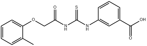 3-[[[[(2-METHYLPHENOXY)ACETYL]AMINO]THIOXOMETHYL]AMINO]-BENZOIC ACID Struktur