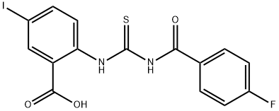 2-[[[(4-FLUOROBENZOYL)AMINO]THIOXOMETHYL]AMINO]-5-IODO-BENZOIC ACID Struktur