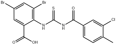 3,5-DIBROMO-2-[[[(3-CHLORO-4-METHYLBENZOYL)AMINO]THIOXOMETHYL]AMINO]-BENZOIC ACID Struktur