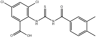 3,5-DICHLORO-2-[[[(3,4-DIMETHYLBENZOYL)AMINO]THIOXOMETHYL]AMINO]-BENZOIC ACID Struktur