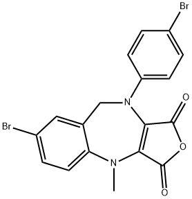 7-BROMO-10-(4-BROMO-PHENYL)-4-METHYL-9,10-DIHYDRO-4H-2-OXA-4,10-DIAZA-BENZO[F]AZULENE-1,3-DIONE Struktur