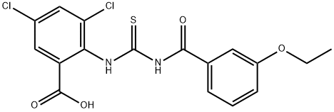 3,5-DICHLORO-2-[[[(3-ETHOXYBENZOYL)AMINO]THIOXOMETHYL]AMINO]-BENZOIC ACID Struktur