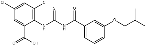 3,5-DICHLORO-2-[[[[3-(2-METHYLPROPOXY)BENZOYL]AMINO]THIOXOMETHYL]AMINO]-BENZOIC ACID Struktur