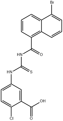 5-[[[[(5-BROMO-1-NAPHTHALENYL)CARBONYL]AMINO]THIOXOMETHYL]AMINO]-2-CHLORO-BENZOIC ACID Struktur