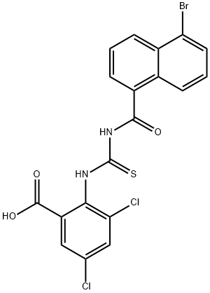 2-[[[[(5-BROMO-1-NAPHTHALENYL)CARBONYL]AMINO]THIOXOMETHYL]AMINO]-3,5-DICHLORO-BENZOIC ACID Struktur