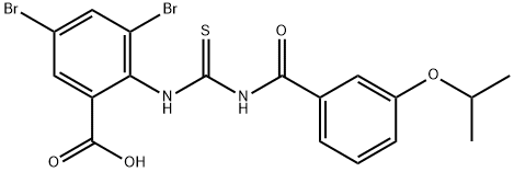 3,5-DIBROMO-2-[[[[3-(1-METHYLETHOXY)BENZOYL]AMINO]THIOXOMETHYL]AMINO]-BENZOIC ACID Struktur