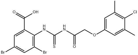 3,5-DIBROMO-2-[[[[(4-CHLORO-3,5-DIMETHYLPHENOXY)ACETYL]AMINO]THIOXOMETHYL]AMINO]-BENZOIC ACID Struktur