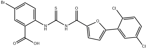 5-BROMO-2-[[[[[5-(2,5-DICHLOROPHENYL)-2-FURANYL]CARBONYL]AMINO]THIOXOMETHYL]AMINO]-BENZOIC ACID Struktur