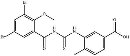 3-[[[(3,5-DIBROMO-2-METHOXYBENZOYL)AMINO]THIOXOMETHYL]AMINO]-4-METHYL-BENZOIC ACID Struktur