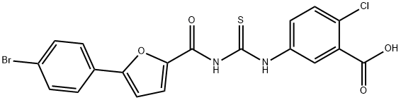 5-[[[[[5-(4-BROMOPHENYL)-2-FURANYL]CARBONYL]AMINO]THIOXOMETHYL]AMINO]-2-CHLORO-BENZOIC ACID Struktur