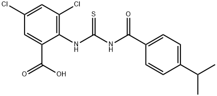 3,5-DICHLORO-2-[[[[4-(1-METHYLETHYL)BENZOYL]AMINO]THIOXOMETHYL]AMINO]-BENZOIC ACID Struktur