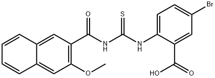 5-BROMO-2-[[[[(3-METHOXY-2-NAPHTHALENYL)CARBONYL]AMINO]THIOXOMETHYL]AMINO]-BENZOIC ACID Struktur