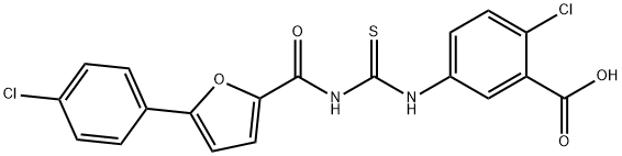 2-CHLORO-5-[[[[[5-(4-CHLOROPHENYL)-2-FURANYL]CARBONYL]AMINO]THIOXOMETHYL]AMINO]-BENZOIC ACID Struktur