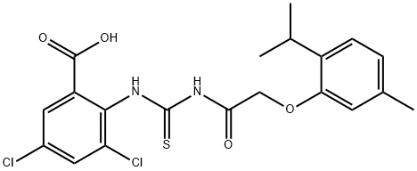 BENZOIC ACID, 3,5-DICHLORO-2-[[[[[5-METHYL-2-(1-METHYLETHYL)PHENOXY]ACETYL]AMINO]THIOXOMETHYL]AMINO] Struktur