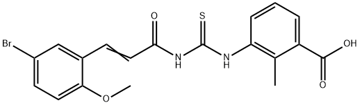 3-[[[[3-(5-BROMO-2-METHOXYPHENYL)-1-OXO-2-PROPENYL]AMINO]THIOXOMETHYL]AMINO]-2-METHYL-BENZOIC ACID Struktur