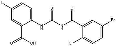 2-[[[(5-BROMO-2-CHLOROBENZOYL)AMINO]THIOXOMETHYL]AMINO]-5-IODO-BENZOIC ACID Struktur