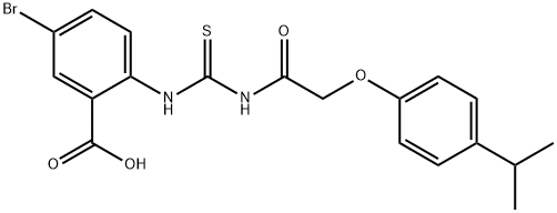 5-BROMO-2-[[[[[4-(1-METHYLETHYL)PHENOXY]ACETYL]AMINO]THIOXOMETHYL]AMINO]-BENZOIC ACID Struktur