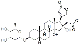 (3beta,5beta,16beta)-3-[(2,6-dideoxy-beta-D-ribo-hexopyranosyl)oxy]-14,16-dihydroxycard-20(22)-enolide 16-acetate Struktur