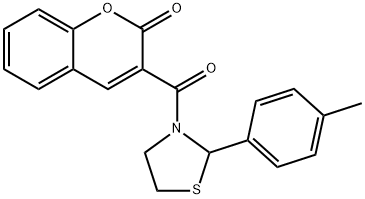 Thiazolidine, 2-(4-methylphenyl)-3-[(2-oxo-2H-1-benzopyran-3-yl)carbonyl]- (9CI) Struktur