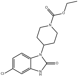 ethyl 4-(5-chloro-2,3-dihydro-2-oxo-1H-benzimidazol-1-yl)piperidine-1-carboxylate Struktur