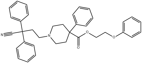 1-(3-Cyano-3,3-diphenylpropyl)-4-phenyl-4-piperidinecarboxylic acid 2-phenoxyethyl ester Struktur