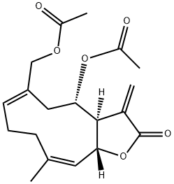 (3aR,4S,11aR)-4-Acetoxy-6-acetoxymethyl-3a,4,5,8,9,11a-hexahydro-10-methyl-3-methylenecyclodeca[b]furan-2(3H)-one Struktur