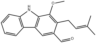 1-Methoxy-2-(3-methyl-2-butenyl)-9H-carbazole-3-carbaldehyde Struktur