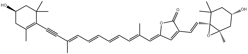 5-[11-(4-Hydroxy-2,6,6-trimethyl-1-cyclohexen-1-yl)-2,9-dimethyl-2,4,6,8-undecatetren-10-yn-1-ylidene]-3-[2-(4-hydroxy-2,2,6-trimethyl-7-oxabicyclo[4.1.0]hept-1-yl)vinyl]furan-2(5H)-one Struktur