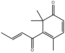 4,6,6-Trimethyl-5-[(E)-1-oxo-2-butenyl]-2,4-cyclohexadien-1-one Struktur