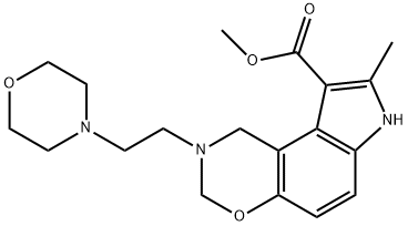 methyl 1,2,3,7-tetrahydro-8-methyl-2-(2-morpholinoethyl)pyrrolo[3.2-f][1,3]benzoxazine-9-carboxylate Struktur