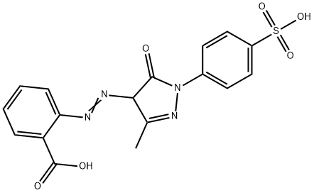 2-[[4,5-dihydro-3-methyl-5-oxo-1-(4-sulphophenyl)-1H-pyrazol-4-yl]azo]benzoic acid Struktur