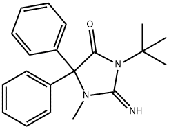 3-(1,1-Dimethylethyl)-2-imino-1-methyl-5,5-diphenyl-4-imidazolidinone Struktur