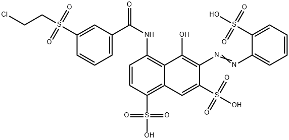 4-[[3-[(2-chloroethyl)sulphonyl]benzoyl]amino]-5-hydroxy-6-[(2-sulphophenyl)azo]naphthalene-1,7-disulphonic acid Struktur