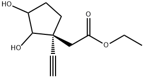 Cyclopentaneacetic acid, 1-ethynyl-2,3-dihydroxy-, ethyl ester, (1S)- (9CI) Struktur