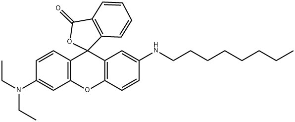 6'-(diethylamino)-2'-(octylamino)spiro[isobenzofuran-1(3H),9'-[9H]xanthene]-3-one  Struktur