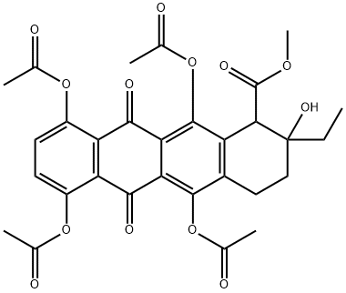 5,7,10,12-Tetrakis(acetyloxy)-2-ethyl-1,2,3,4,6,11-hexahydro-2-hydroxy-6,11-dioxo-1-naphthacenecarboxylic acid methyl ester Struktur