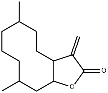 Dodecahydro-6,10-dimethyl-3-methylenecyclodeca[b]furan-2-one Struktur