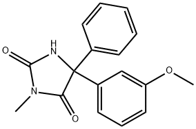 5-(3-Methoxyphenyl)-3-methyl-5-phenyl-2,4-imidazolidinedione Struktur