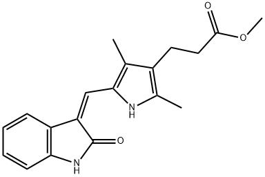 (Z)-Methyl3-(2,4-diMethyl-5-((2-oxoindolin- 3-ylidene)Methyl)-1H-pyrrol-3-yl)propanoate Struktur