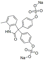 disodium 1,3-dihydro-7-methyl-2-oxo-2H-indole-3,3-diylbis(p-phenylene) bis(sulphate) Struktur