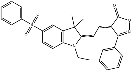 4-[[1-ethyl-1,3-dihydro-3,3-dimethyl-5-(phenylsulphonyl)-2H-indol-2-ylidene]ethylidene]-3-phenyl-4H-isoxazol-5-one Struktur