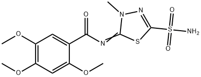 N-(4,5-Dihydro-4-methyl-2-sulfamoyl-1,3,4-thiadiazol-5-ylidene)-2,4,5-trimethoxybenzamide Struktur